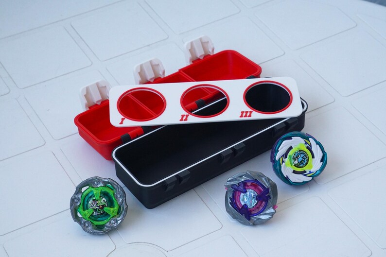Beyblade 3 Slot Battle Top Organizer Box | Anime Spinning Top Holder | 3D Printed Gamer Storage image 4