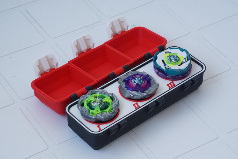 Beyblade 3 Slot Battle Top Organizer Box | Anime Spinning Top Holder | 3D Printed Gamer Storage image 5