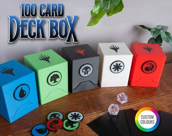 MTG Deckbox für 100 Karten mit magnetischen Mana-Symbolen | Commander Deckbox | Aufbewahrungsbox für Sammelkarten | Inspirierte TCG-Deckbox
