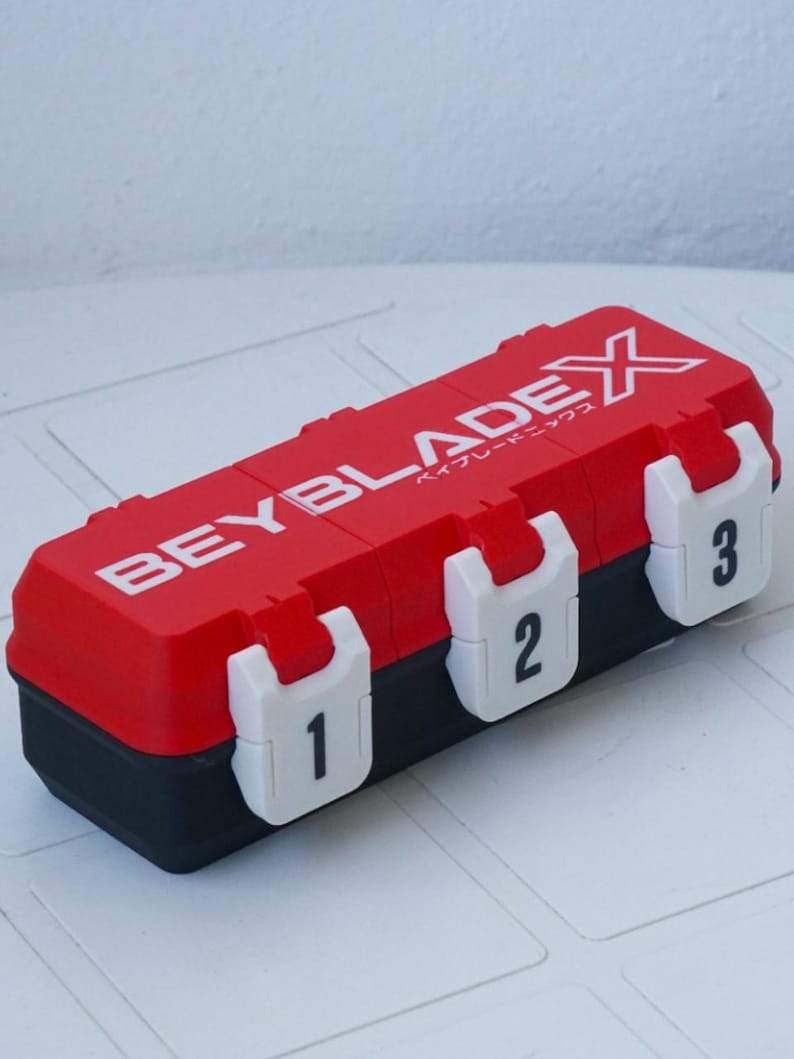 Beyblade 3 Slot Battle Top Organizer Box | Anime Spinning Top Holder | 3D Printed Gamer Storage image 2