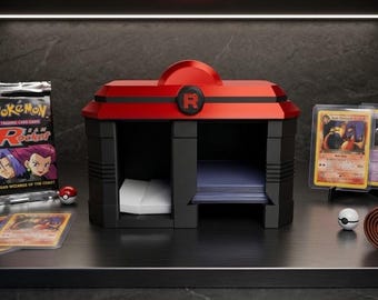 Team Rocket Kartenspender für Toploader & Hüllen | Pokémon-Kartenhalter | Aufbewahrungsorganizer für Sammelkartenspiele | 3D-gedruckte Deckbox