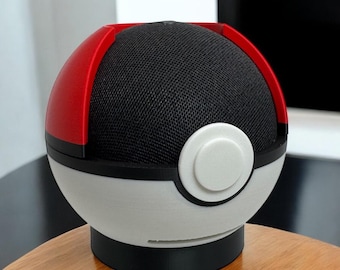 Echo Dot Ständer im Pokéball-Design | Alexa Lautsprecherhalterung | Deko für den Gaming-Schreibtisch | Smart Speaker Ständer | Geschenkidee für Technikbegeisterte