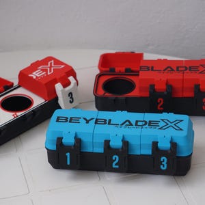 Beyblade 3 Slot Battle Top Organizer Box | Anime Spinning Top Holder | 3D Printed Gamer Storage image 6
