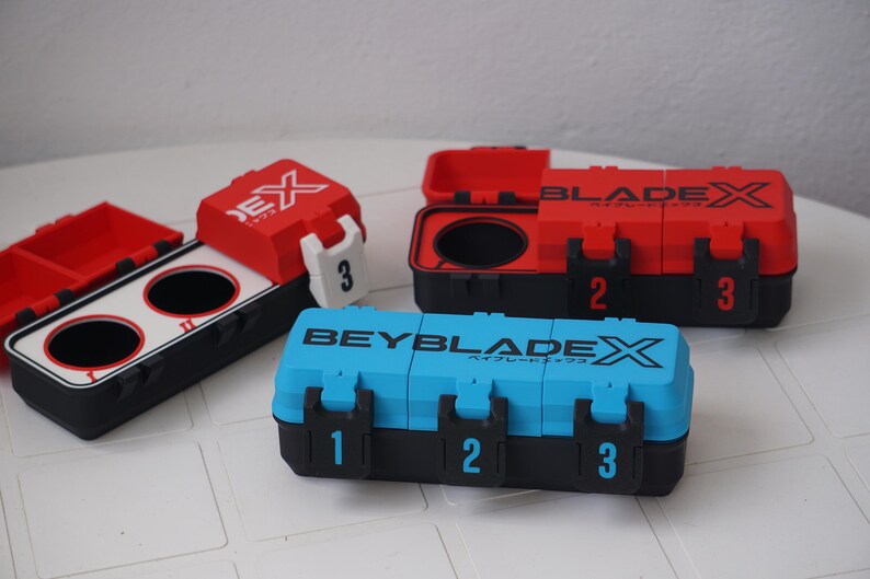 Beyblade 3 Slot Battle Top Organizer Box | Anime Spinning Top Holder | 3D Printed Gamer Storage image 6