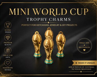 Mini World Cup Trophy Charm | Football Trophy Keychain Pendant | Soccer Trophy Miniature | DIY Jewelry Charm | Sports Fan Gift