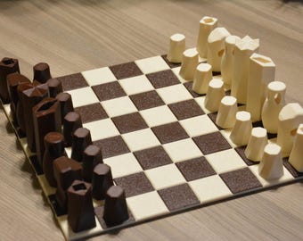 Tragbares, faltbares Schachset | 3D-gedrucktes Reiseschachbrett | Minimalistisches Schachspiel mit Aufbewahrungsröhre | Modernes Schachgeschenk