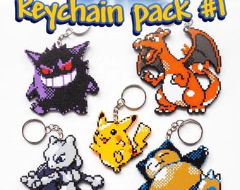 Pokémon-inspiriertes Pixel-Schlüsselanhänger-Set | Retro-8-Bit-Monster-Schlüsselanhänger | Gamer-Pixel-Art-Charm-Set | Niedliche Anime-Gaming-Accessoires