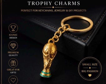 Mini World Cup Trophy Charm | Football Trophy Keychain Pendant | Soccer Trophy Miniature | DIY Jewelry Charm | Sports Fan Gift