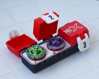 Beyblade-Kreisel-Aufbewahrungsbox mit 3 Fächern | Anime-Kreiselhalter | 3D-gedruckte Aufbewahrungsbox für Gamer
