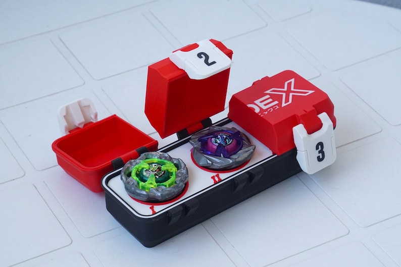 Beyblade 3 Slot Battle Top Organizer Box | Anime Spinning Top Holder | 3D Printed Gamer Storage image 1