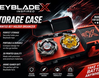 Beyblade 3D Printed Bey Holder Organizer | Portable Battle Top Carrying Box | Anime Gamer Gift