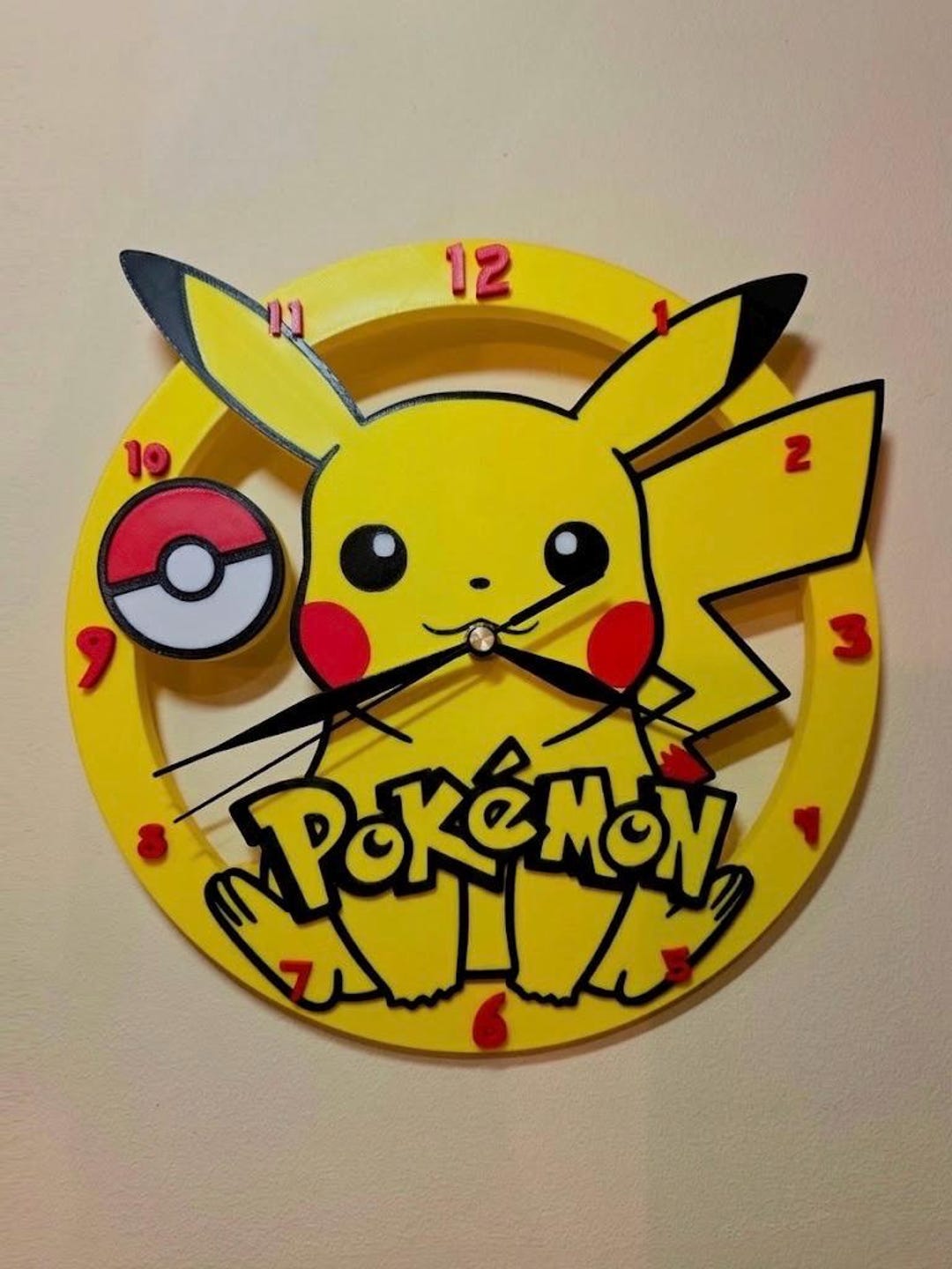 Picachu Clock Pikachu Wall Clock Pokémon Inspired | Anime Wall Clock | Kids Room ...