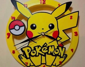 Pikachu-Wanduhr im Pokémon-Stil | Anime-Wanduhr | Kinderzimmer-Deko | Gaming-Zimmer-Deko | Pikachu-Uhr | Geschenk für Pokémon-Fans