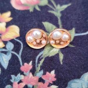 Handcrafted Rose Gold and Pearl Post Earrings - "Champagne Bubbles"