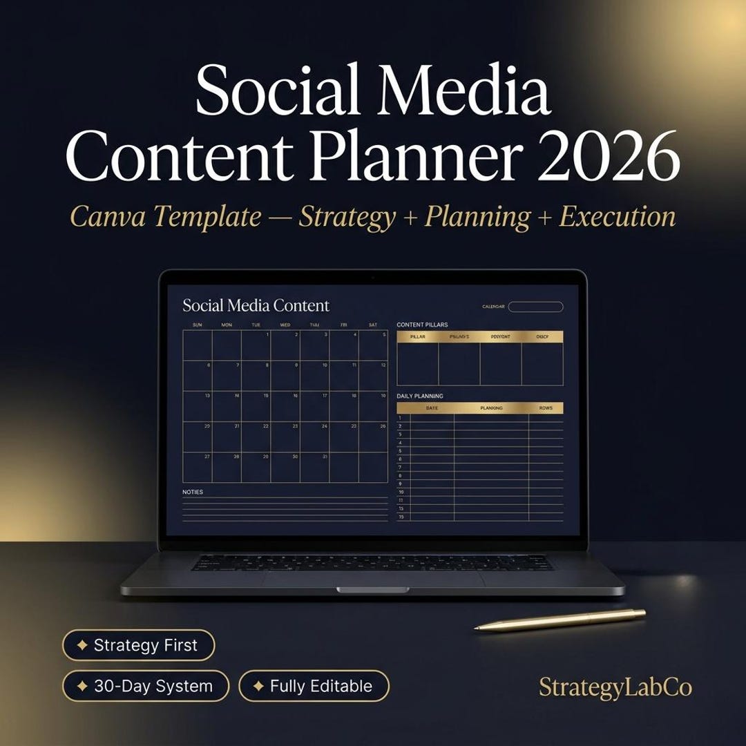 Social Media Content Planner 2026 | Canva Template | Monthly Calendar ...