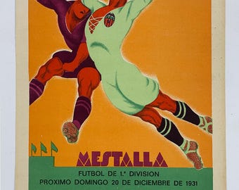Original 1931 Real Madrid Fußball Poster, Art Deco Lithographie