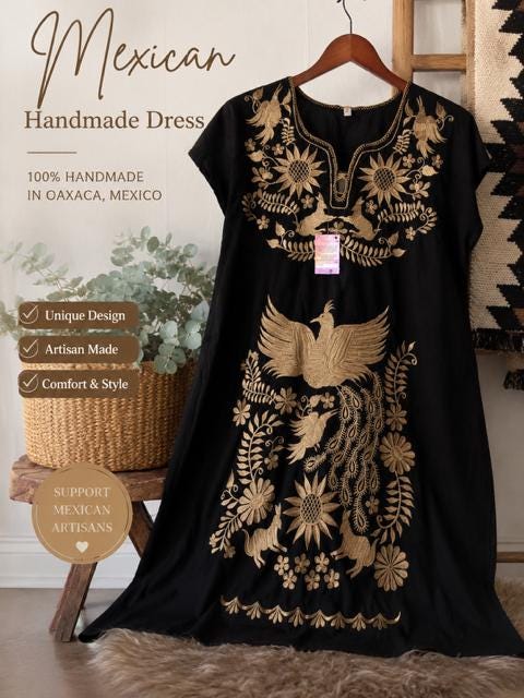 Black and Gold Mexico Dress