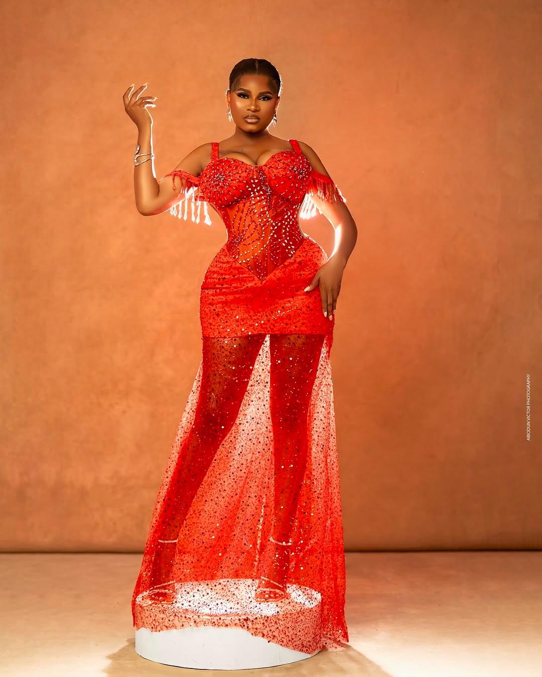 red and gold evening dress Sparkly Red Gold Sequined Off-Shoulder Evening Dresses - High Side Split  Prom Gowns with Detachable Train