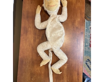 Mohair aap jaren 1940 pluche aap speelgoed pyjamahoes met ritssluiting compartiment zeldzaam