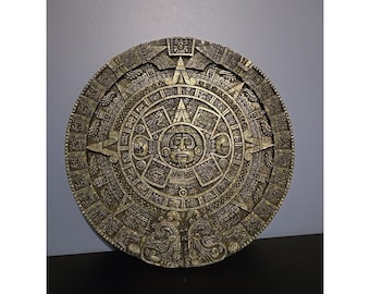 VTG Mayan Azteken Sun Kalender Crush Malachit Stein Mexikanische Wandbehang 14"Gree