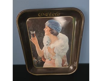 Vintage Original 1973 Coca Cola Party Girl Flapper Serviertablett