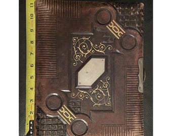 Fotoalbum uit 1800, harde kaart sepia, 64 foto's inbegrepen