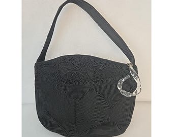 Vtg Genuine Corde Creation Black Bag Purse Handbag 1940s Lucite Art Deco