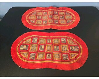 Funda de cojín de cuero Tuareg Touareg vintage roja, tribal étnica hecha a mano, etnografía