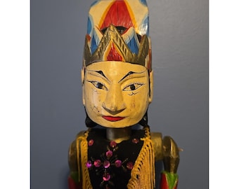 Wayang Golek Ramayana Wooden Bali Puppet Indonesia Asian Stick Puppet Marionette