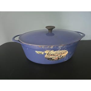 Vtg Cousance / Le Creuset France Blue Enameled Cast Iron Dutch Oven #28 W/Lid