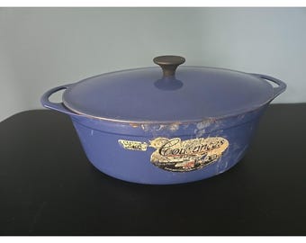 Vtg Cousance / Le Creuset France Blue Enameled Cast Iron Dutch Oven #28 W/Lid