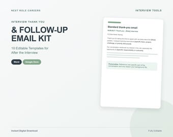 Interview Thank You & Follow-Up Email Templates Kit (Digital Download)