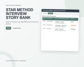 STAR Method Interview Worksheet | Behavioral Interview Story Bank & Practice Spreadsheet