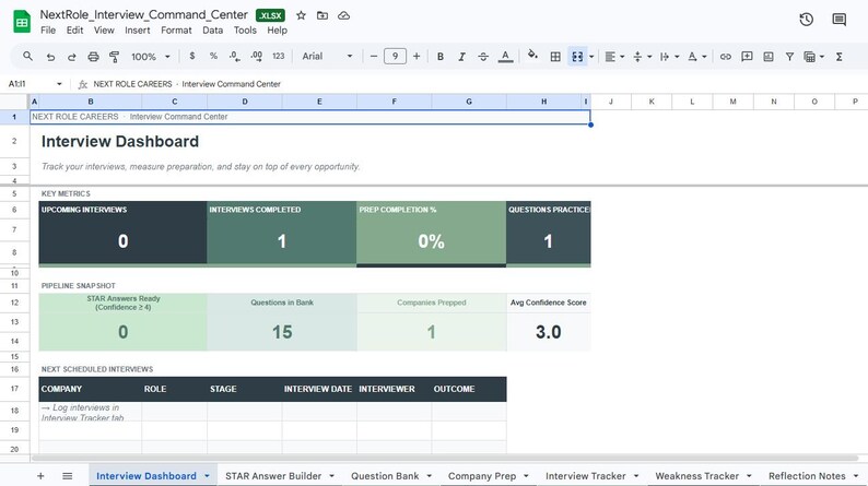 Method 9 Spreadsheet STAR Method Interview Prep System | Spreadsheet & Dashboard App ...