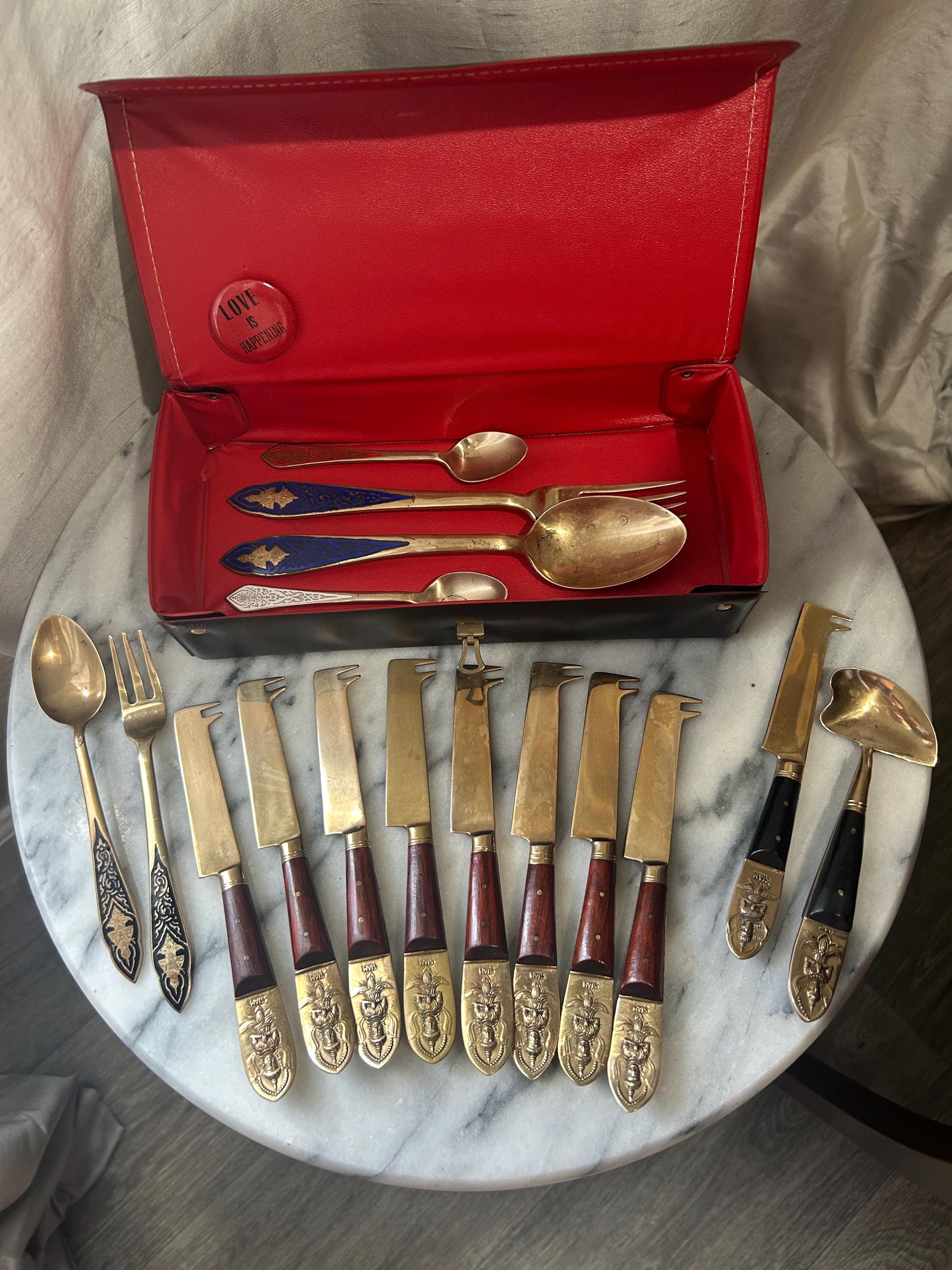 カトラリー(スプーン等) Thai Brass flatware Thai Brass Cutlery - Etsy