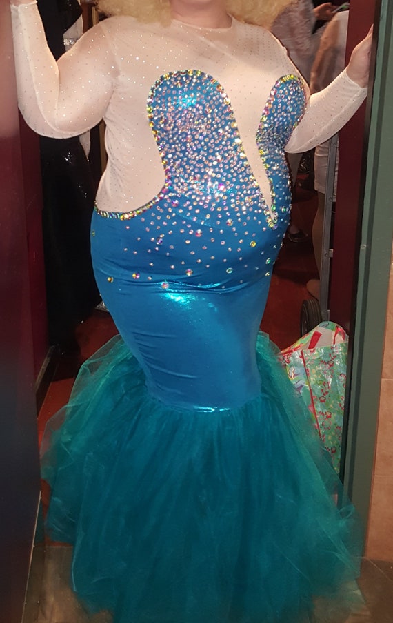 drag queen blue dress Blue Mermaid - Fishy Drag Queen Dress