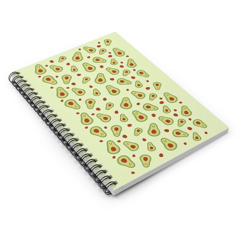 Avocado Pattern Spiral Notebook Cute Fruit Journal, Ruled Lined Notes ...