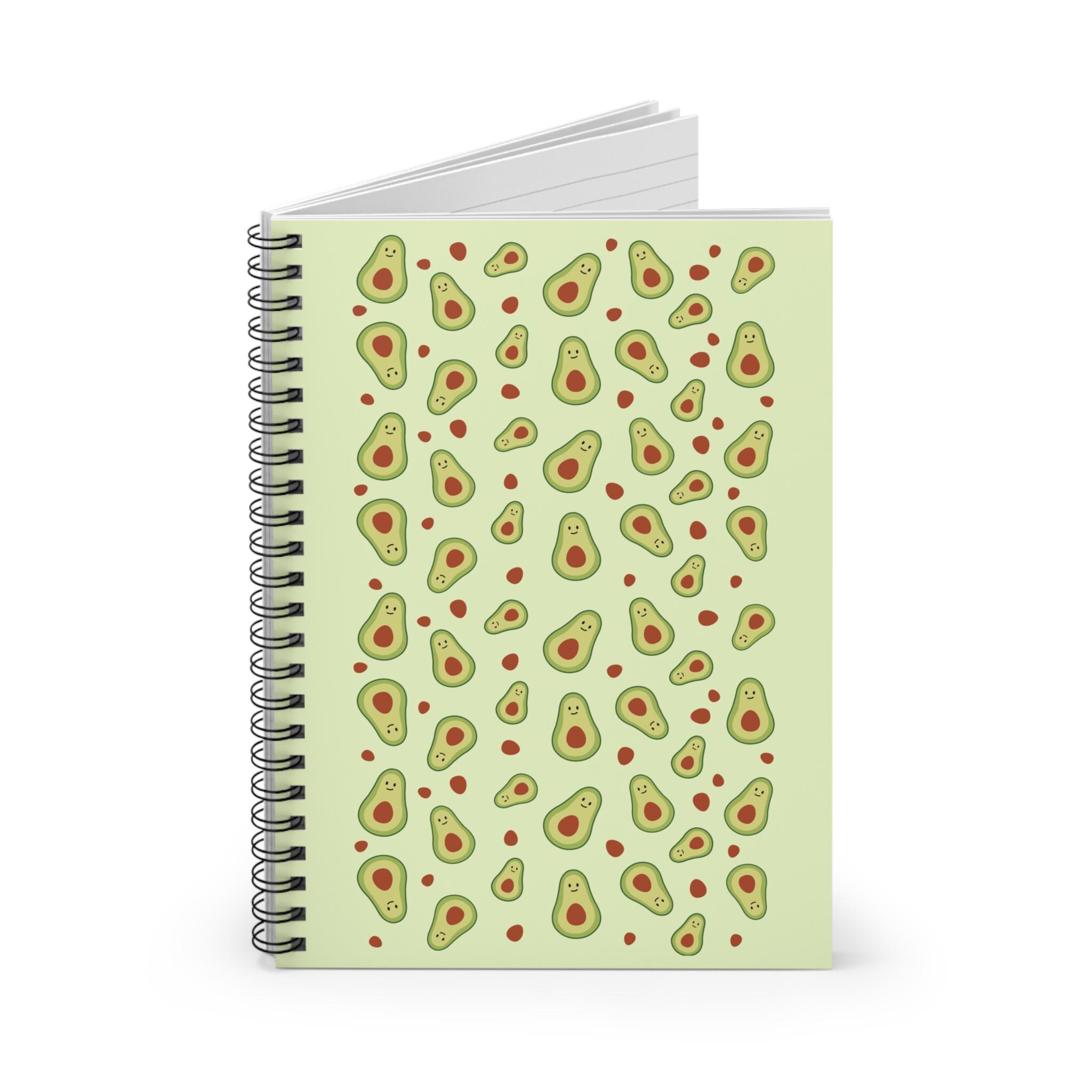 Avocado Pattern Spiral Notebook Cute Fruit Journal, Ruled Lined Notes ...