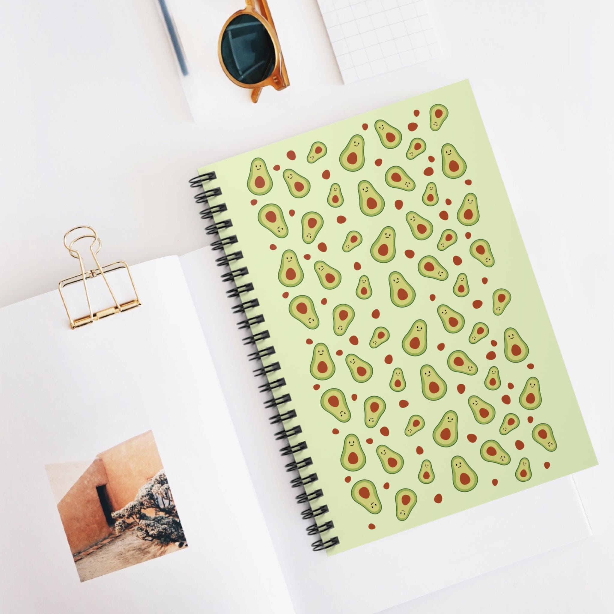 Avocado Pattern Spiral Notebook Cute Fruit Journal, Ruled Lined Notes ...