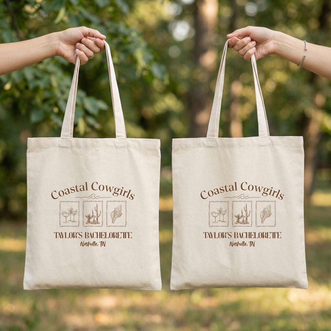 Personalized Western Bachelorette Tote Bag, Coastal Cowgirls Club Bride ...