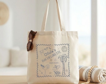 Personalized Beach Bachelorette Tote Bag, Last Toast on the Coast, Bridesmaid Gift, Summer Weekender Bag