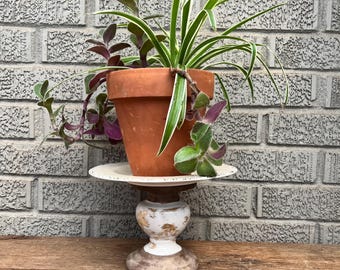 Soporte de pedestal artesanal para plantas de interior/exterior.