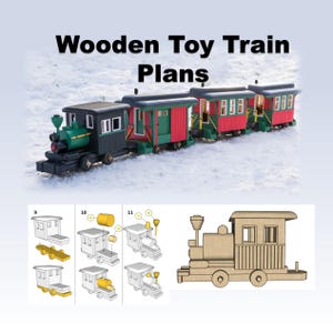 Wooden Toy Train Plans: Locomotive, Postal Car & Passenger Car Set (PDF)