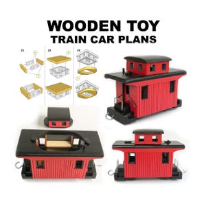 Drewniany wagon wagonowy Plan PDF DIY Otwieranie drzwi Zdejmowany dach