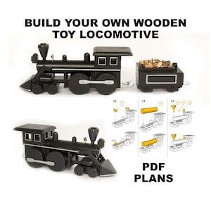 Houten speelgoedstoomlocomotief en tender (PDF-bouwtekeningen) – Wild West trein zelf maken