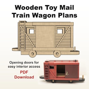 Wooden Train Wagon Plans: DIY Blueprint, Assembly Guide (Digital Download) – Doors Open Feature