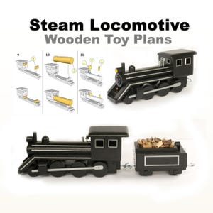 Locomotora de vapor de madera con ténder - Planos de carpintería en PDF para bricolaje