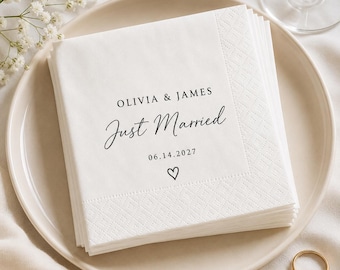 Custom Wedding Napkins, Personalized Wedding Cocktail Napkins, Bridal Shower, Engagement Party Decor