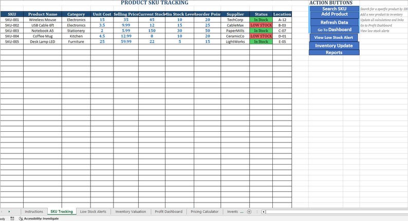 Inventory Excel-vba | All-in-one Accounting Template | Income Tracker ...