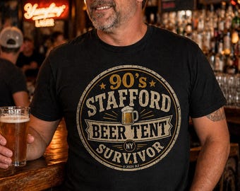 90s Stafford Beer Tent Survivor Shirt, Funny Vintage Carnival Tee, Stafford NY Shirt, Retro Party Shirt, 90s Nostalgia Tee